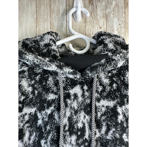 Athleta Tugga Hoodie Womens‎ S Gray Black Animal Print Thumb Fleece Sweatshirt - Picture 7 of 11